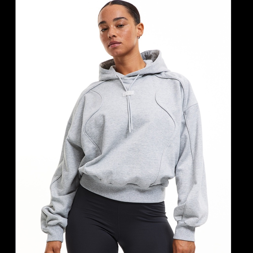 NEW- H&M Move Piping Detail Cotton Sports Hoodie Sweatshirt